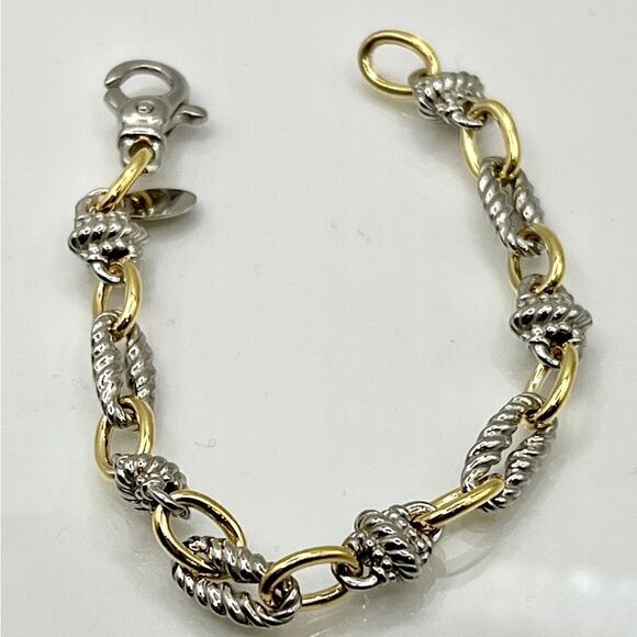 New  Phillip Gavriel STERLING SILVER & 18K GOLD VICTORIAN LINK BRACELET - Picture 5 of 8